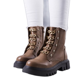 Brązowe botki ocieplane Perno