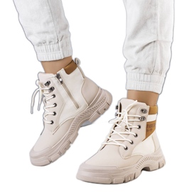 BM Beżowe ocieplane botki Fordla beżowy