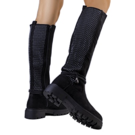 Czarne ocieplane kozaki Leale