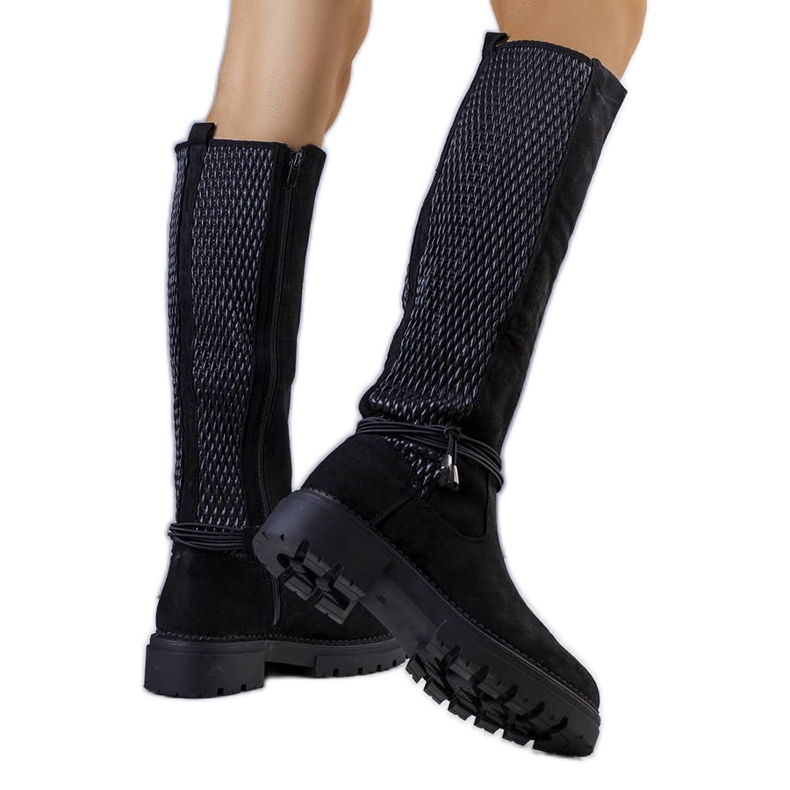 Czarne ocieplane kozaki Leale