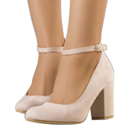 PA1 Beżowe czółenka z paskiem Norrie beżowy