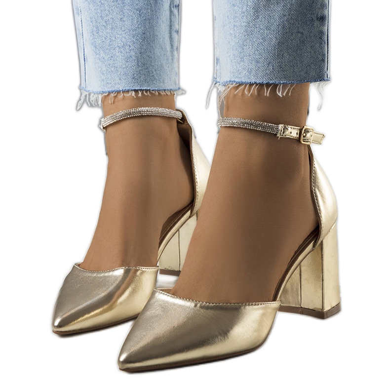 Złote czółenka z cyrkoniami Leighton złoty