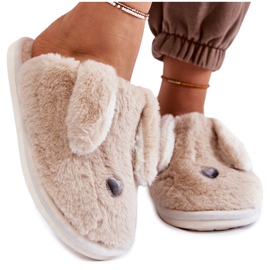 Damskie Wsuwane Futrzane Papcie Beżowe Remmi beżowy