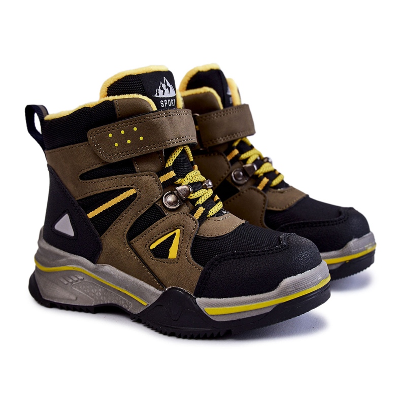 PE1 Dziecięce Botki Trapery Ocieplane Wełną Khaki Marco czarne zielone żółte