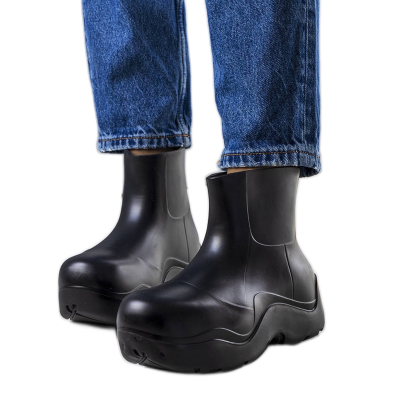 Czarne kalosze na wysokiej podeszwie Frolo