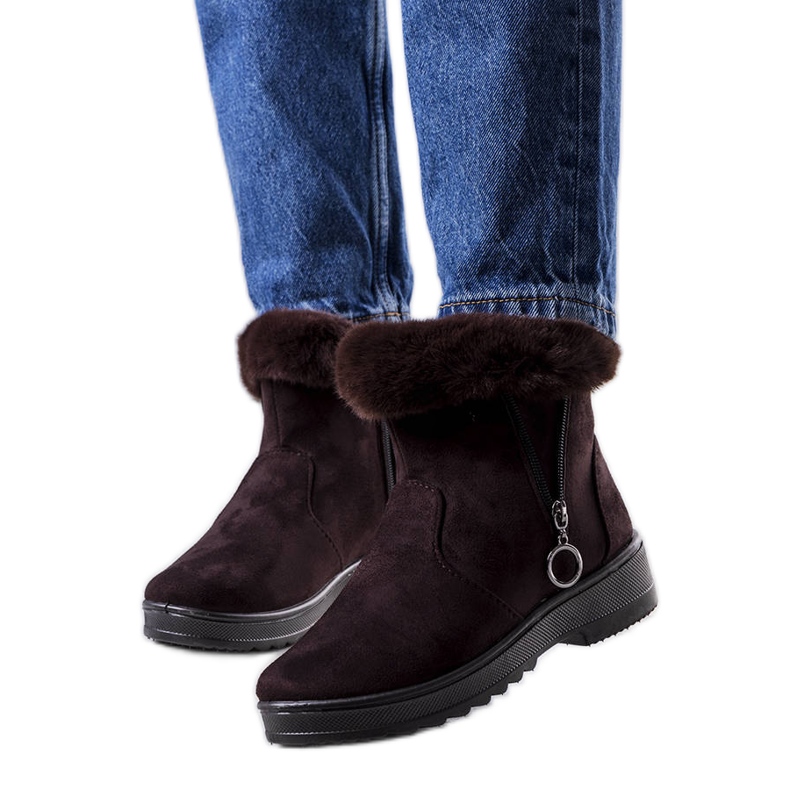 Brązowe ocieplane śniegowce z zamkiem Katalina