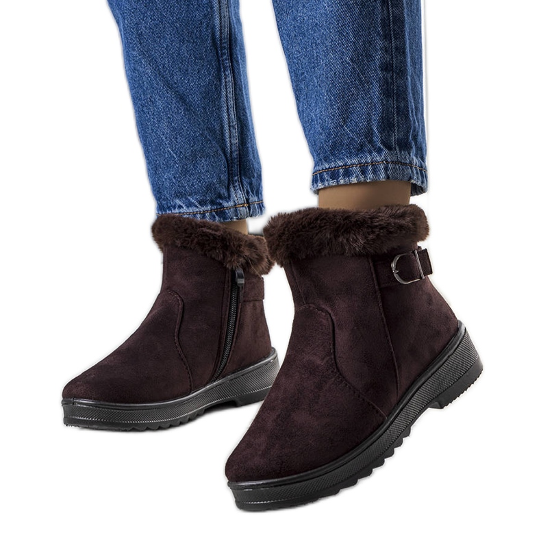 Brązowe ocieplane śniegowce z futerkiem Julius