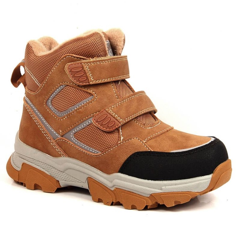 Buty zimowe ocieplane wełną owczą News Jr EVE382B brązowe