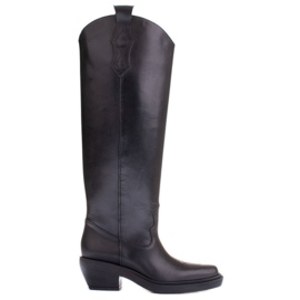 Marco Shoes Kozaki kowbojki z szerszym obwodem czarne