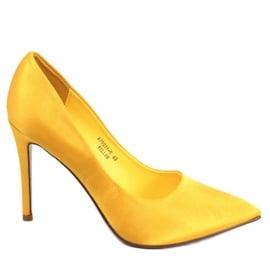 PA1 Szpilki damskie satynowe Talia Yellow żółte