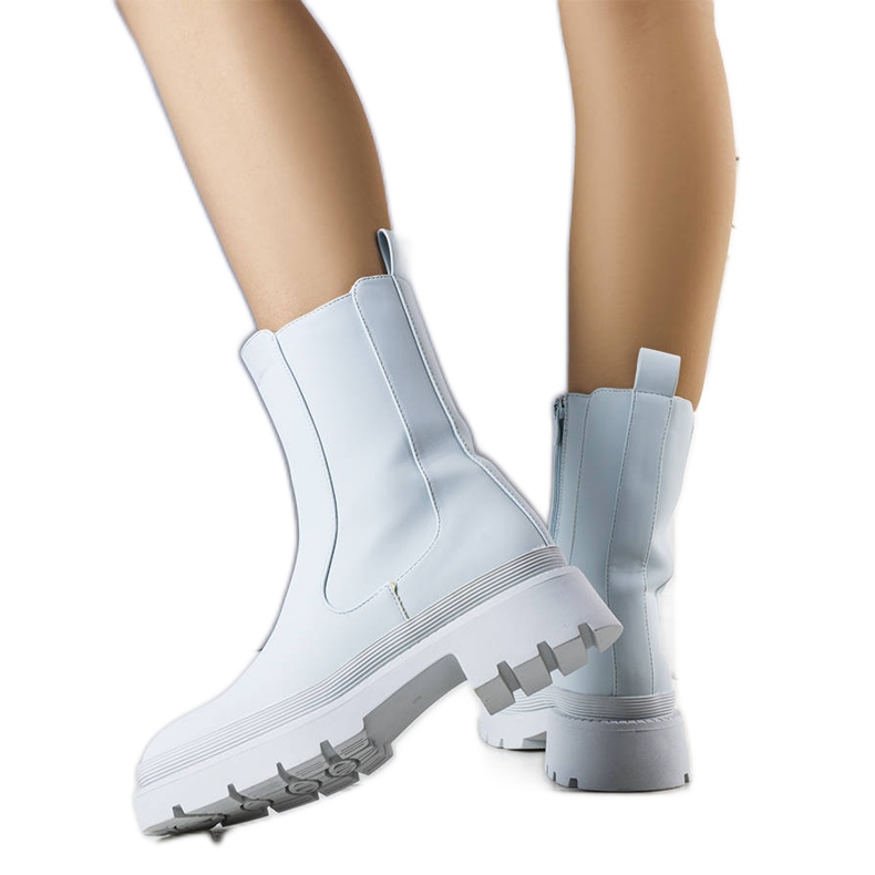 Niebieskie matowe botki ocieplane Coletta