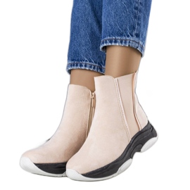 PA1 Beżowe ocieplane botki Roussy beżowy