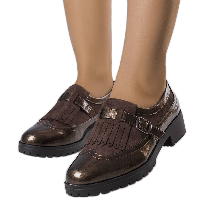 PA1 Brązowe lakierowane półbuty Eliers