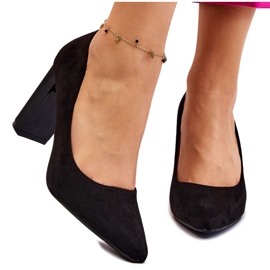 Zamszowe Czółenka Na Modnym Obcasie Czarne Estellia