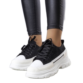 Czarne trampki na wysokiej podeszwie Callani