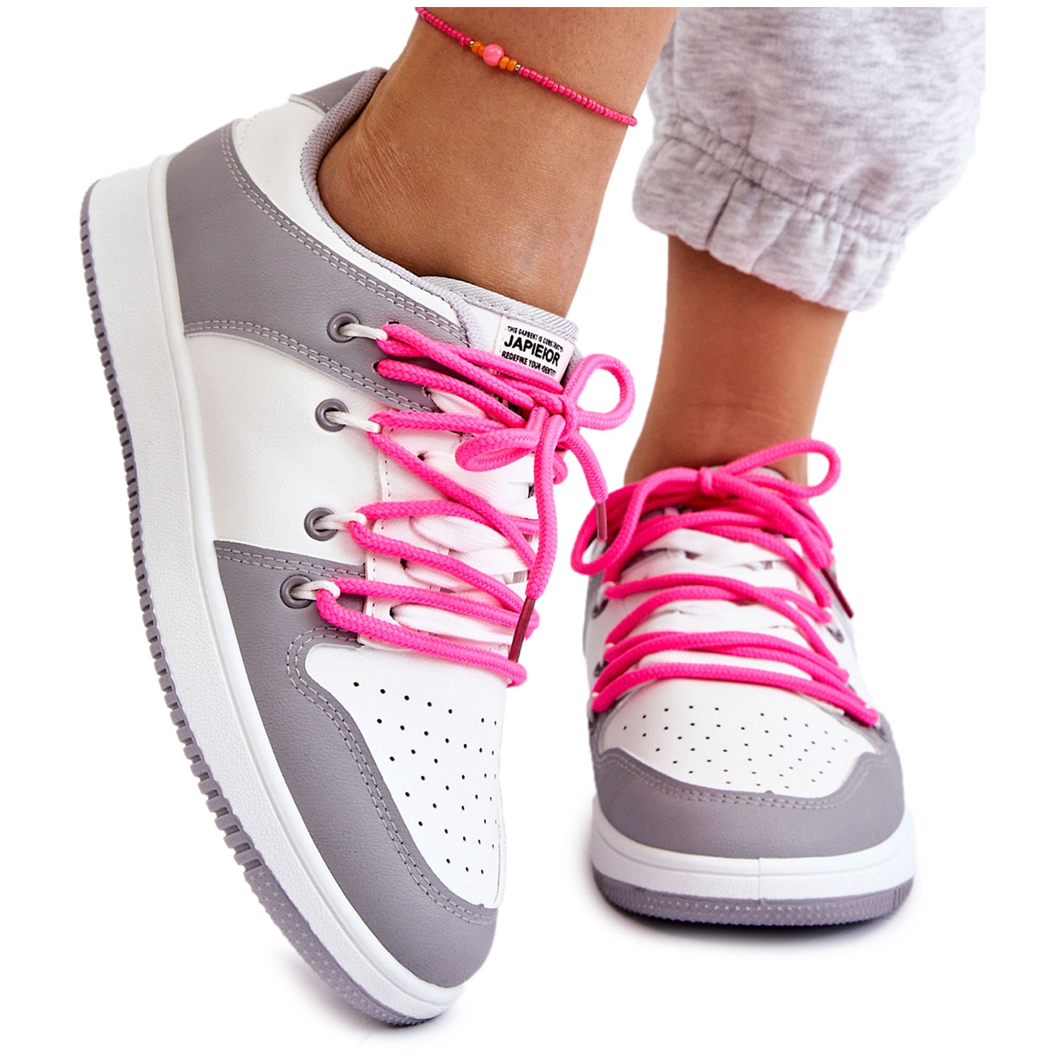 Marka niezdefiniowana Damskie Klasyczne Buty Sportowe Podwójnie Sznurowane Biało-Szare Jella białe