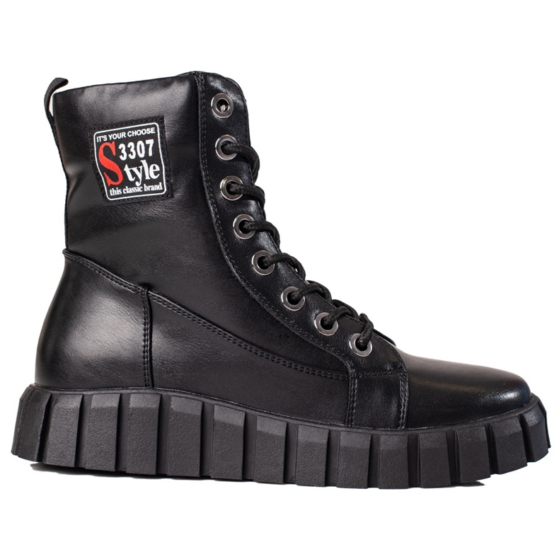 W. Potocki Workery damskie na platformie Shelovet czarne