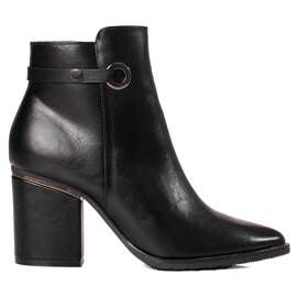 W. Potocki Botki damskie Potocki na słupku czarne