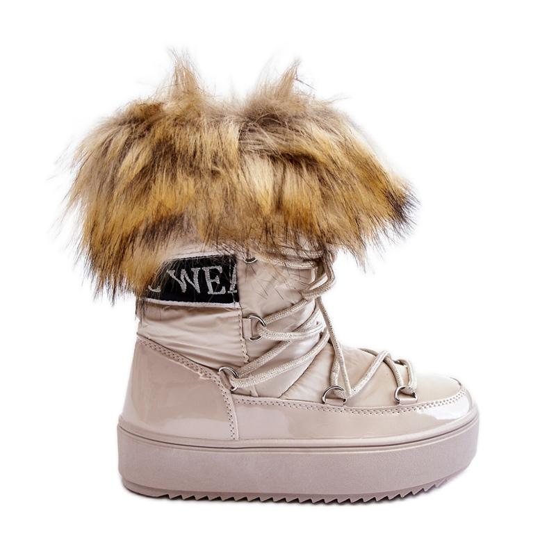 Dziecięce Śniegowce Ocieplane Sznurowane Beżowe Colioris brązowe