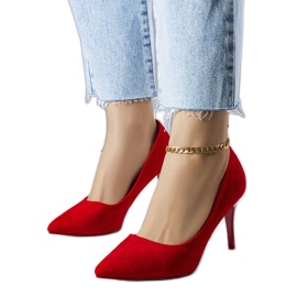 PA1 Czerwone szpilki z eko-zamszu Alayah