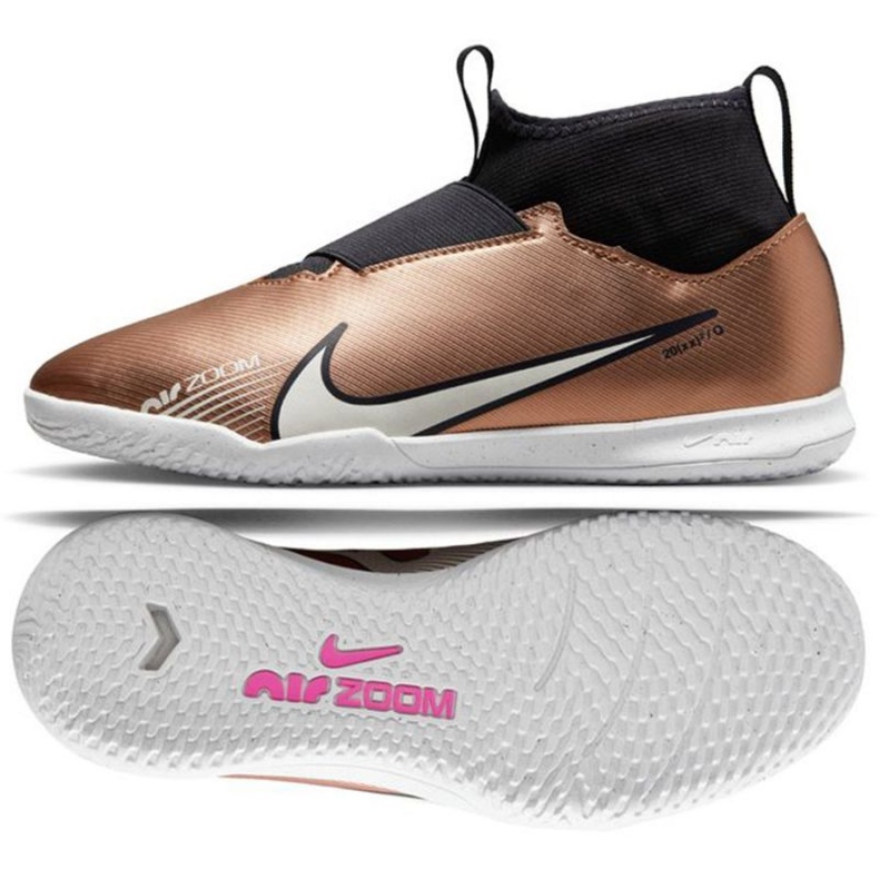 Buty piłkarskie Nike Zoom Mercurial Vapor 15 Academy Qatar Ic Jr DR6050 810 brązowe białe