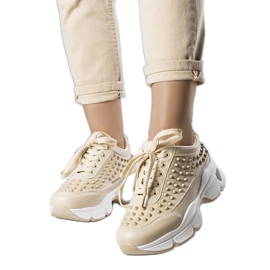 BM Beżowe sneakersy damskie Suzeta beżowy