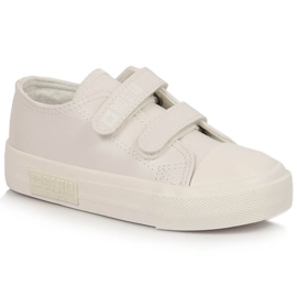 Trampki dziecięce z eko skóry na rzepy białe Big Star KK374093