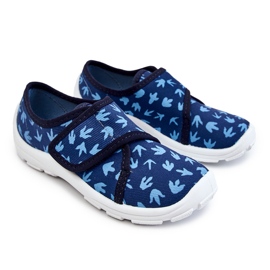 BEFADO S.A. Dziecięce Papcie Befado Ślady Dinozaura 974X476 Granatowe