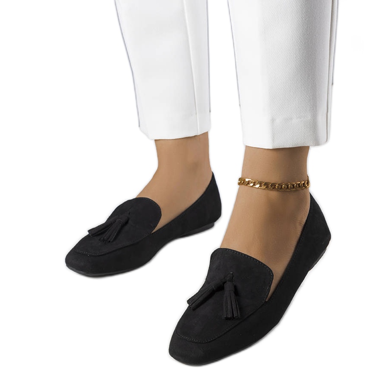 PA1 Czarne baleriny z eko-zamszu Cillian