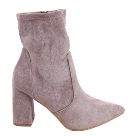 PA1 Botki zamszowe na obcasie Natalie Khaki beżowy