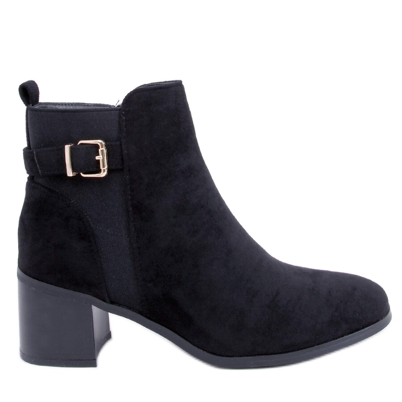 Botki na obcasie Cyndi Black Suede czarne