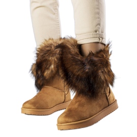 BM Brązowe ocieplane śniegowce z futerkiem Kynlee szare