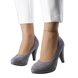 PA1 Szare czółenka na szpilce Freya