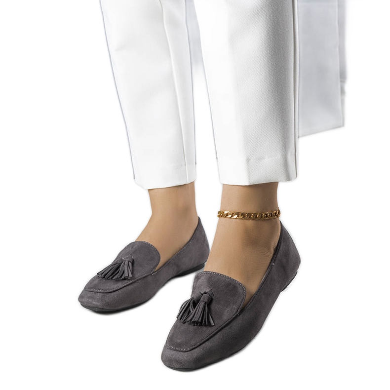 Szare baleriny z eko-zamszu Cillian