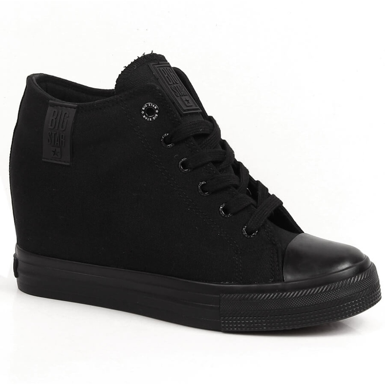 Trampki damskie na koturnie czarne Big Star LL274034