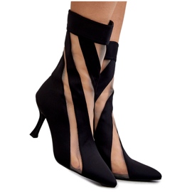 PS2 Modne Wysokie Damskie Botki Na Szpilce Czarne Deyna
