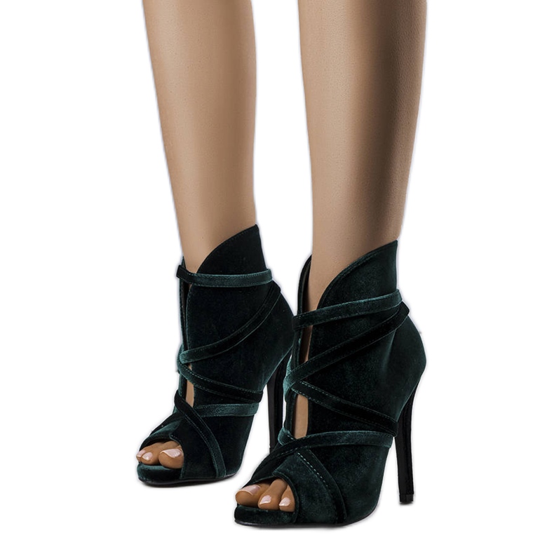 Zielone eleganckie czółenka z cholewką Sao