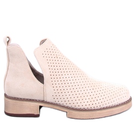 BM Botki ażurowe wiosenne Neve Beige beżowy