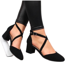 Sandały damskie z paseczkami czarne Sergio Leone