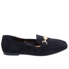 BM Mokasyny damskie z klamerką Rhona Black czarne