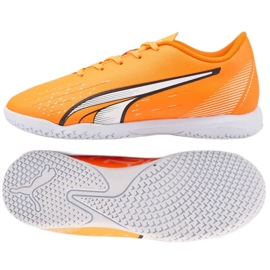 Buty piłkarskie Puma Ultra Play It Jr 107237 01 pomarańczowe pomarańcze i czerwienie