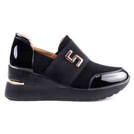 Sneakersy damskie Shelovet czarne na koturnie