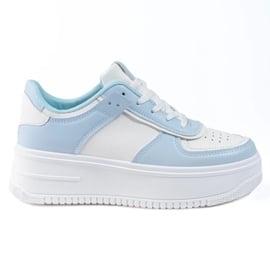 Sneakersy damskie Shelovet biało-błękitne białe niebieskie