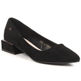 Czółenka  zamszowe damskie w szpic czarne Vinceza 20198