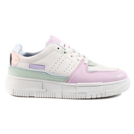 Snekaersy damskie Shelovet pastelowe białe wielokolorowe