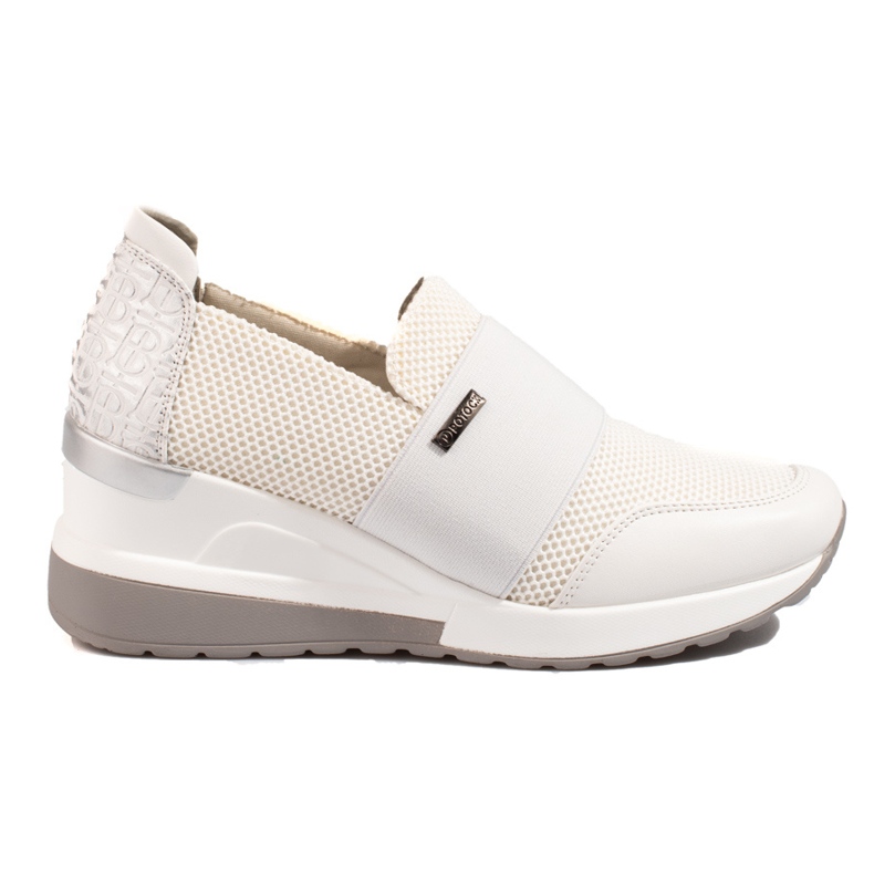 W. Potocki Sneakersy damskie Potocki na koturnie białe