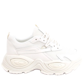 Buty sportowe damskie na wysokiej podeszwie Beige beżowy