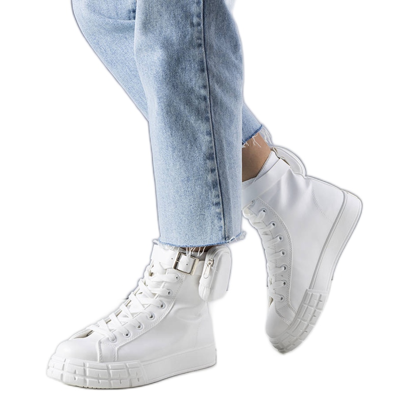 Białe trampki za kostkę z saszetką Willie