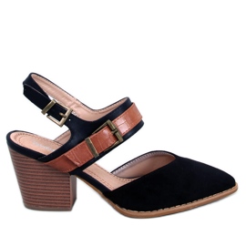 BM Czółenka na obcasie z odkrytą pięta Chiatti Black czarne