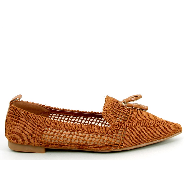 Baleriny ażurowe Monti Camel brązowe